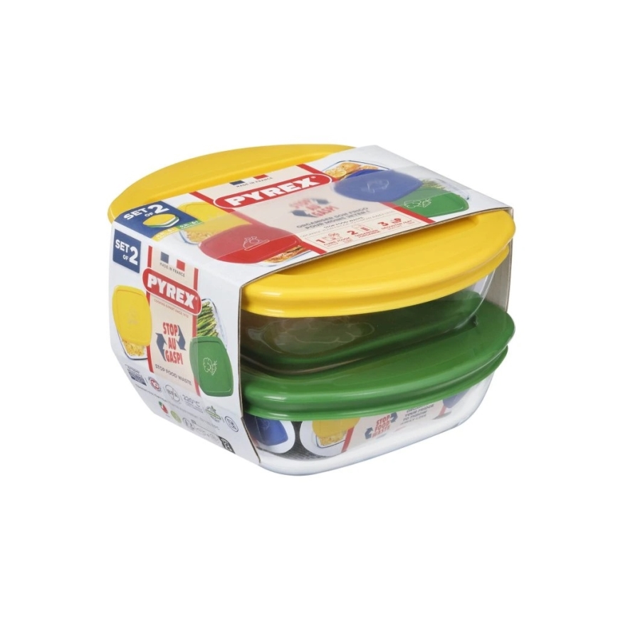 Σετ 2 τεμαχίων γυάλινων δοχείων τροφίμων PYREX 0,3 l
