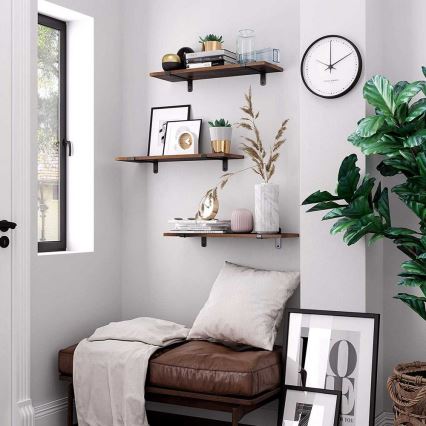 Σετ 2 επιτοίχιων ραφιών SHELFY, καφέ/μαύρο