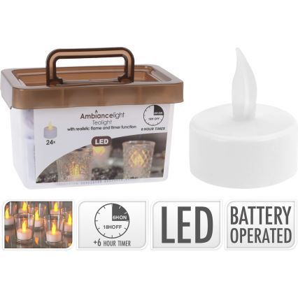 Σετ 24x χριστουγεννιάτικη LED διακόσμηση LED/1xCR2032 3,8 cm θερμό λευκό κερί