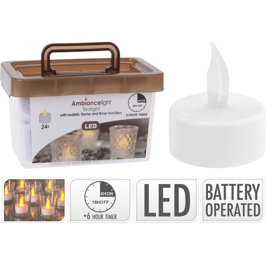 Σετ 24x χριστουγεννιάτικη LED διακόσμηση LED/1xCR2032 3,8 cm θερμό λευκό κερί