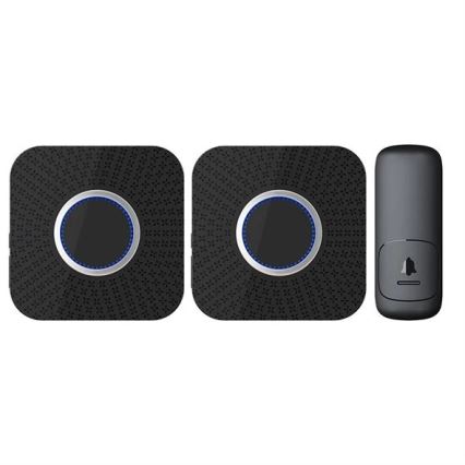 ΣΕΤ 2x Ασύρματο κουδούνι πόρτας kinetic 230V μαύρο