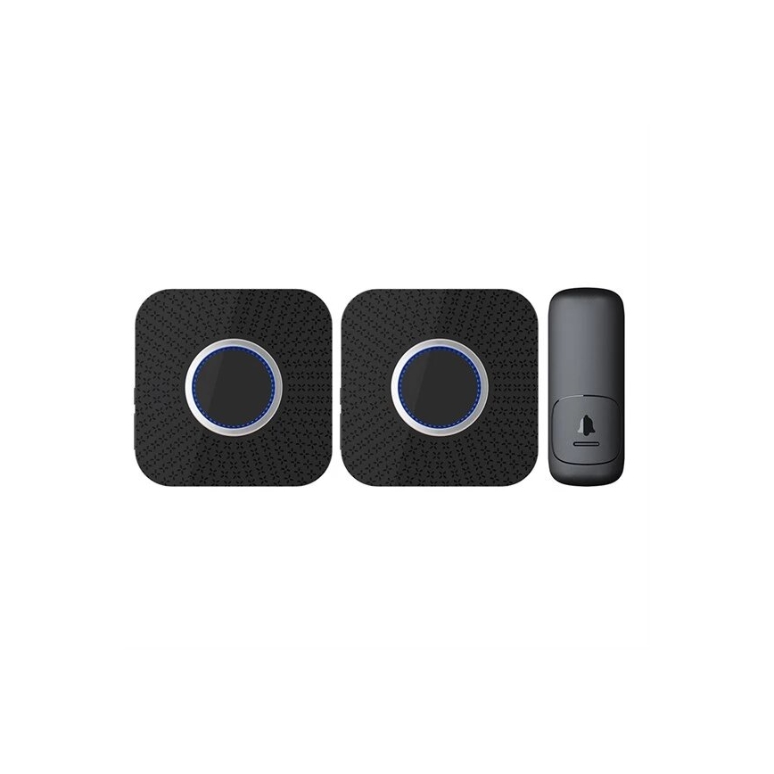 ΣΕΤ 2x Ασύρματο κουδούνι πόρτας kinetic 230V μαύρο