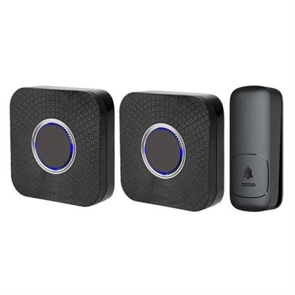 ΣΕΤ 2x Ασύρματο κουδούνι πόρτας kinetic 230V μαύρο