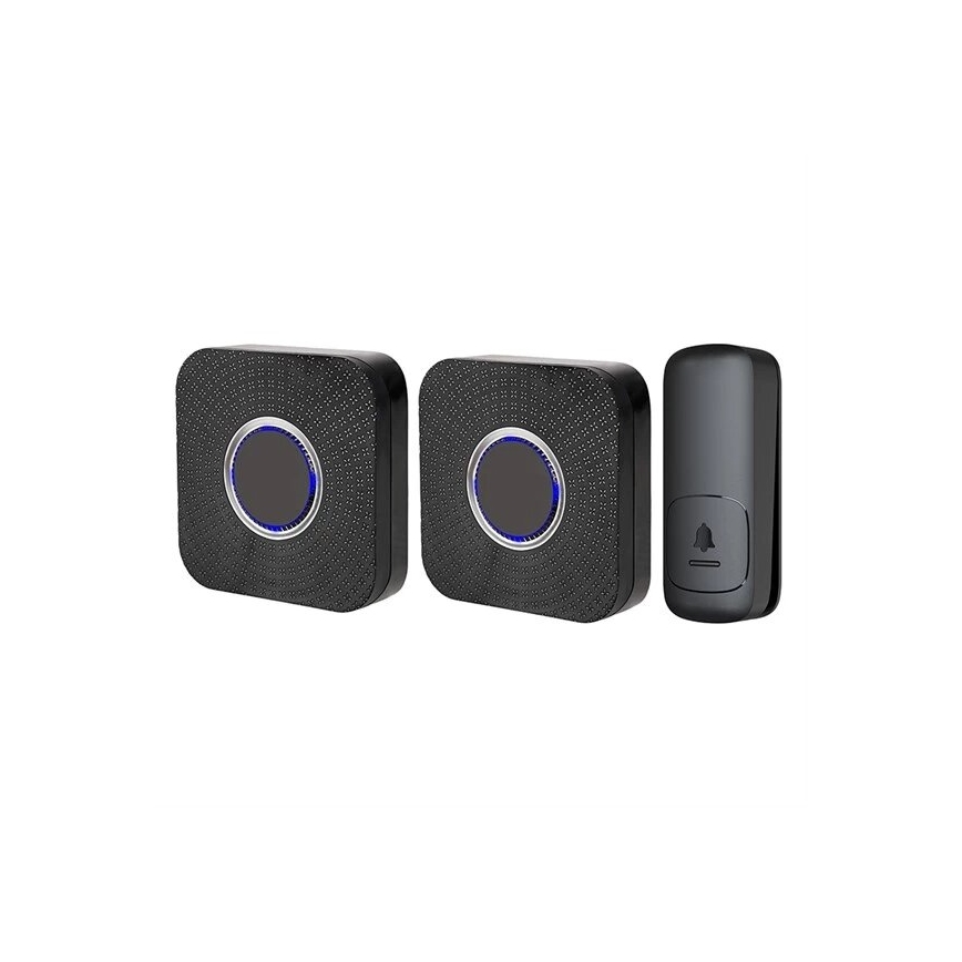 ΣΕΤ 2x Ασύρματο κουδούνι πόρτας kinetic 230V μαύρο