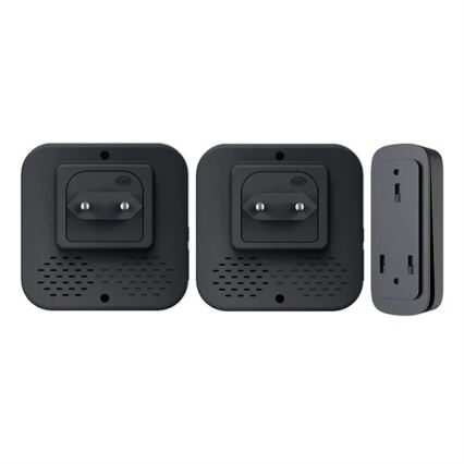 ΣΕΤ 2x Ασύρματο κουδούνι πόρτας kinetic 230V μαύρο