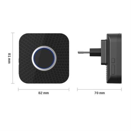 ΣΕΤ 2x Ασύρματο κουδούνι πόρτας kinetic 230V μαύρο