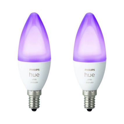 ΣΕΤ 2x Λάμπα Dimmer LED Philips Hue WHITE AND COLOR AMBIANCE B39 E14/5,3W/230V 2200K - 6500K