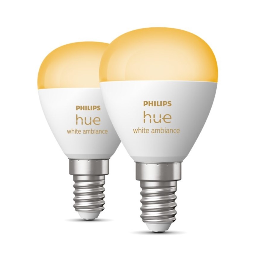 ΣΕΤ 2x Λαμπτήρας Dimming LED Philips Hue WHITE AMBIANCE P45 E14/5,1W/230V 2200-6500K
