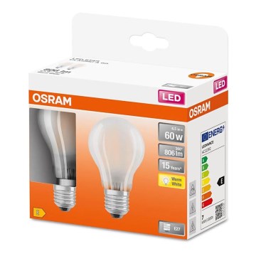 ΣΕΤ 2x Λαμπτήρας LED A60 E27/6,5W/230V 2700K - Osram