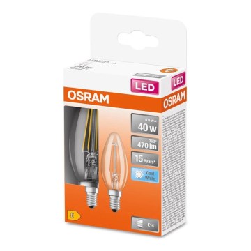 ΣΕΤ 2x Λαμπτήρας LED FILAMENT B35 E14/4W/230V 4000K - Osram