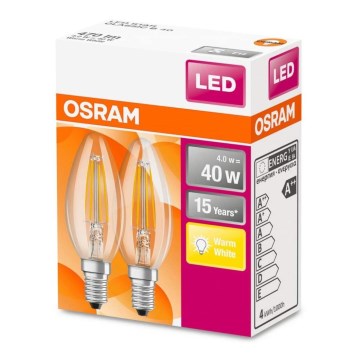 ΣΕΤ 2x Λαμπτήρας LED VINTAGE B35 E14/4W/230V 2700K - Osram