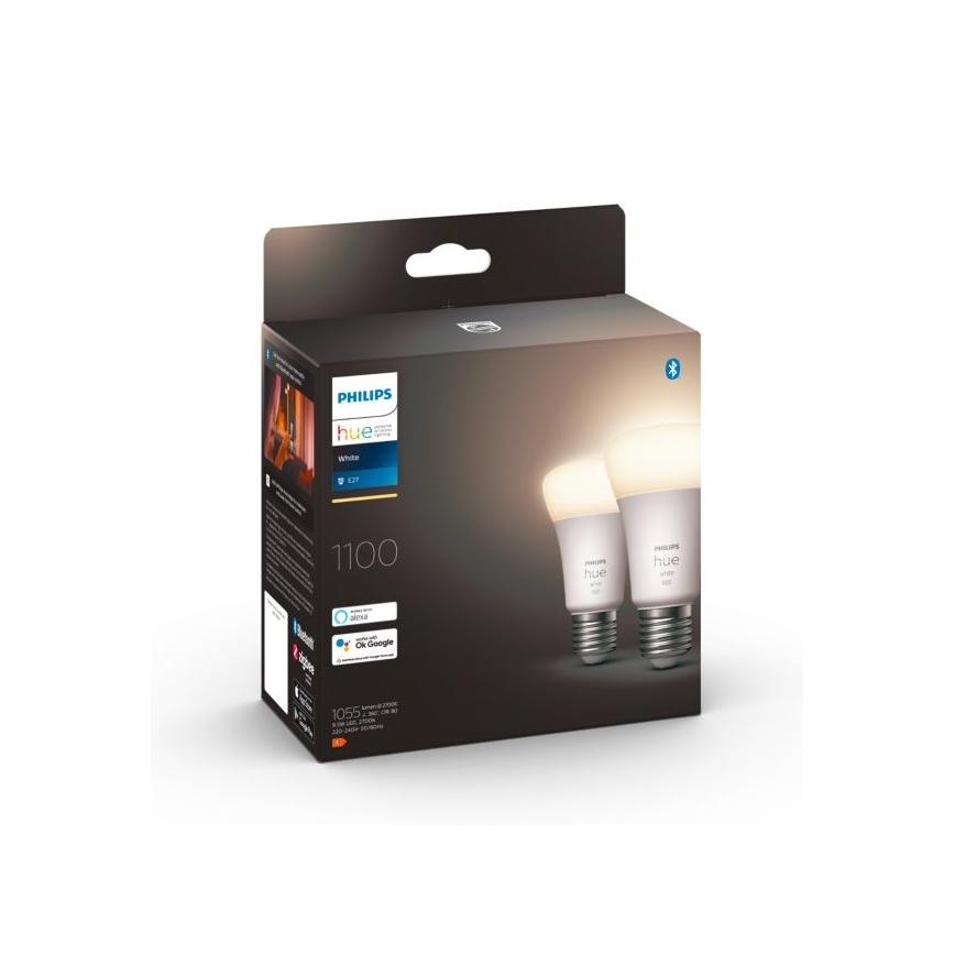 ΣΕΤ 2x λαμπτήρες LED Dimmable Philips Hue WHITE E27/9,5W/230V 2700K