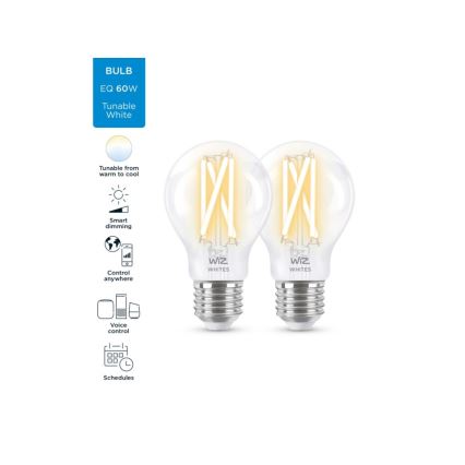 ΣΕΤ 2x Λάμπες LED Dimmable VINTAGE FILAMENT A60 E27/6,7W/230V 2700-6500K CRI 90 Wi-Fi - WiZ