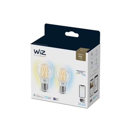 ΣΕΤ 2x Λάμπες LED Dimmable VINTAGE FILAMENT A60 E27/6,7W/230V 2700-6500K CRI 90 Wi-Fi - WiZ