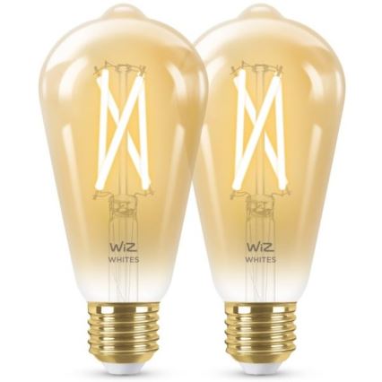 ΣΕΤ 2x Λάμπες LED Dimmable VINTAGE FILAMENT ST64 E27/6,7W/230V 2000-5000K Wi-Fi - WiZ