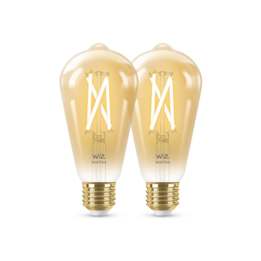 ΣΕΤ 2x Λάμπες LED Dimmable VINTAGE FILAMENT ST64 E27/6,7W/230V 2000-5000K Wi-Fi - WiZ