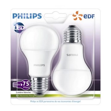 ΣΕΤ 2x Λάμπες LED Philips A60 E27/11W/230V 2700K