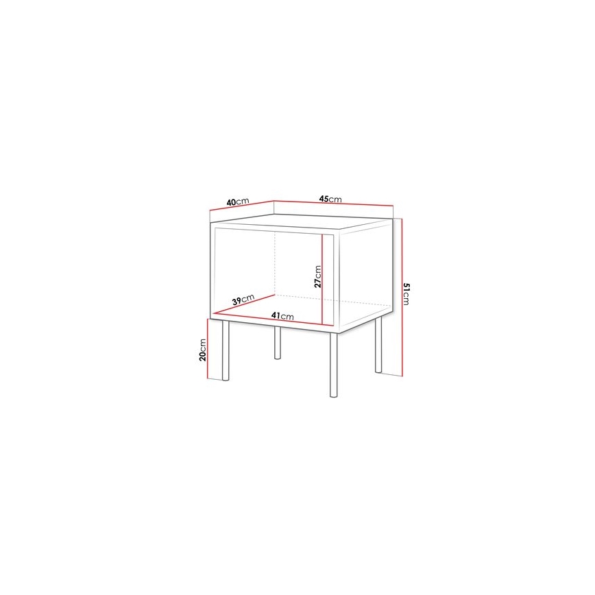 ΣΕΤ 2x Κομοδίνο CORTINA 51x45 cm μαύρο/καρυδιά warnia