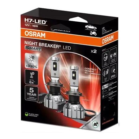 ΣΕΤ 2x LED Λάμπα Αυτοκινήτου NIGHT BREAKER H7 PX26d/16W/12V 6000K - Osram