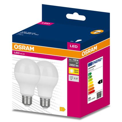 Σετ 2x LED λαμπτήρων VALUE CLASSIC E27/19W/230V 2700K - Osram
