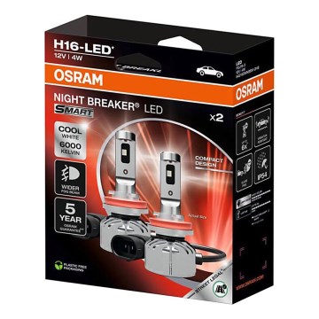Σετ 2x LED λαμπτήρες αυτοκινήτου NIGHT BREAKER SMART H16 PGJ19-3/4W/12V 6000K - Osram