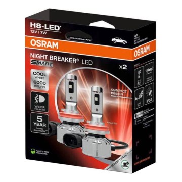 Σετ 2x LED λαμπτήρες αυτοκινήτου NIGHT BREAKER SMART H8 PGJ19-1/7W/12V 6000K - Osram