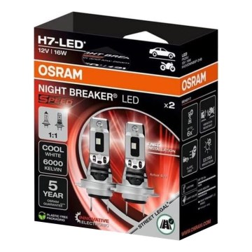 Σετ 2x LED λαμπτήρες αυτοκινήτου NIGHT BREAKER SPEED H7 PX26d/16W/12V 6000K - Osram