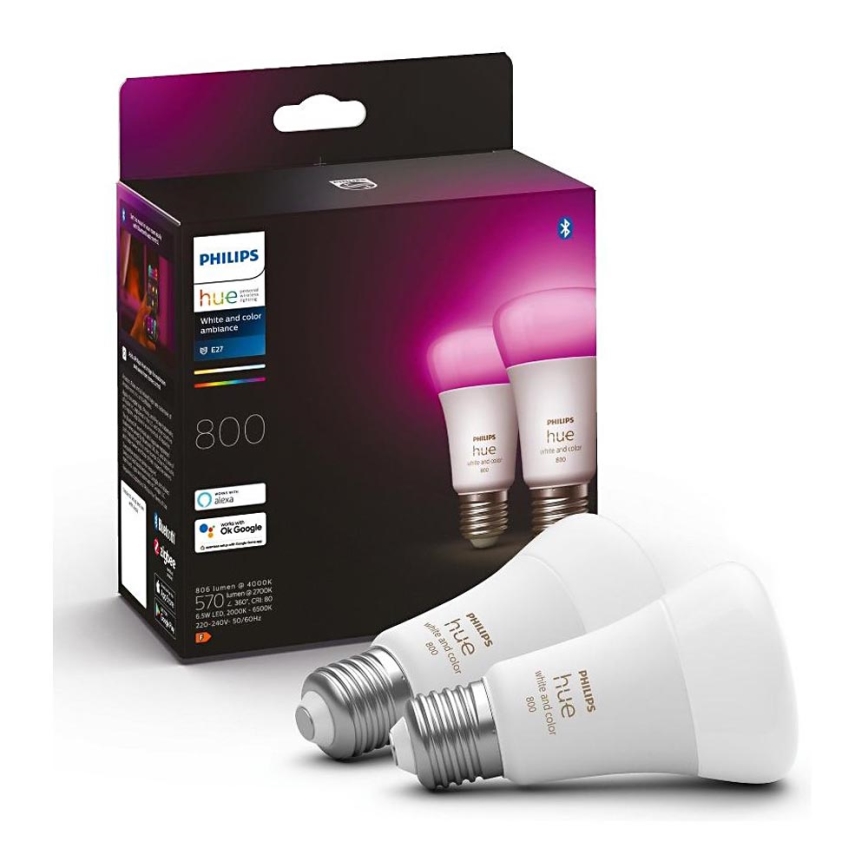 ΣΕΤ 2x LED Ρυθμιζόμενη Λάμπα Philips Hue White And Color Ambiance A60 E27/6,5W/230V 2000-6500K