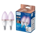 Σετ 2x LED RGB ρυθμιζόμενη λάμπα Philips SMART C37 E14/4,9W/230V 2200-6500K CRI 90