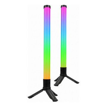 Σετ 2x LED RGBIC ρυθμιζόμενη επιτραπέζια λάμπα LED/5W/5V μαύρη + τηλεχειριστήριο