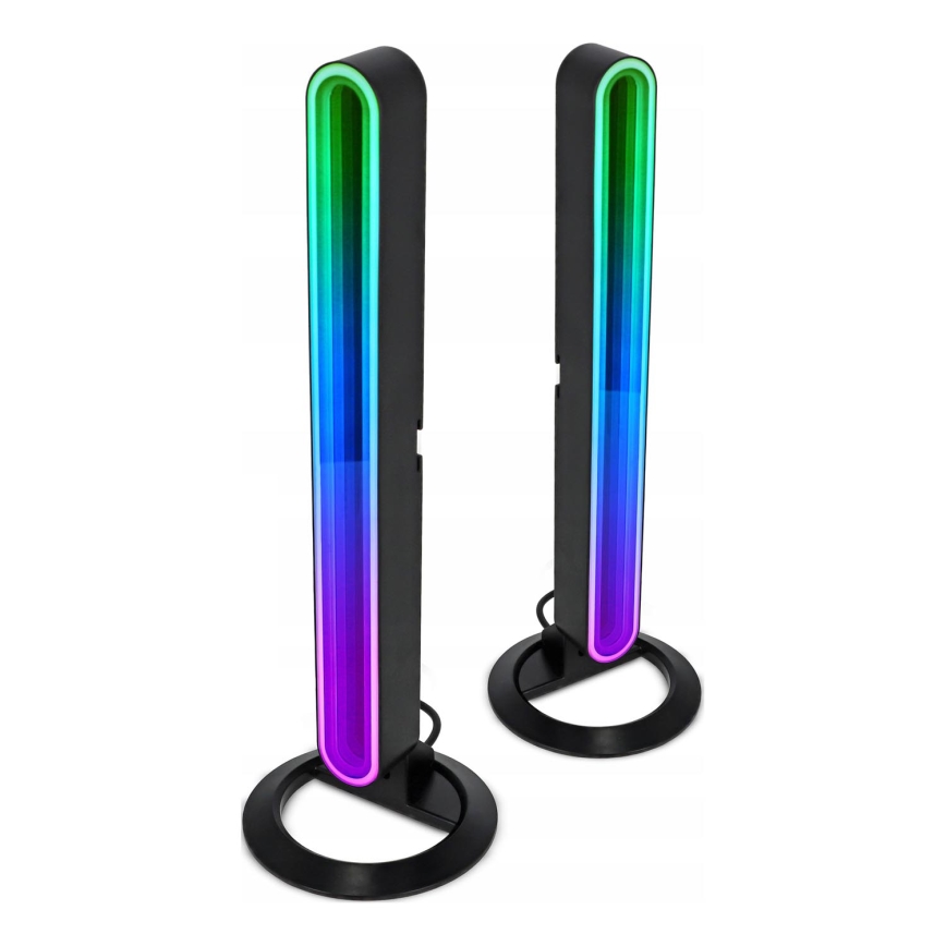 Σετ 2x LED RGBIC ρυθμιζόμενο επιτραπέζιο φωτιστικό LED/5W/5V μαύρο + τηλεχειριστήριο