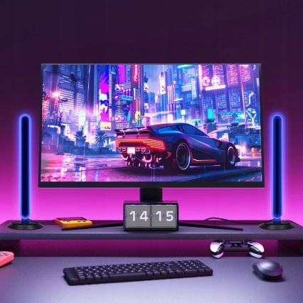 Σετ 2x LED RGBIC ρυθμιζόμενο επιτραπέζιο φωτιστικό LED/5W/5V μαύρο + τηλεχειριστήριο