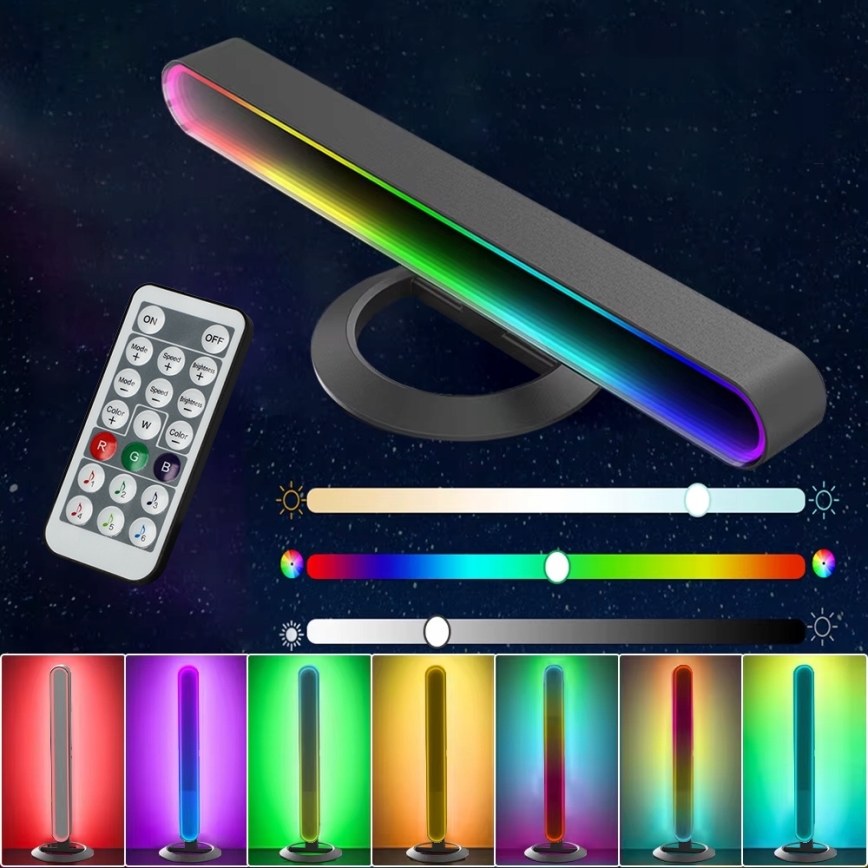 Σετ 2x LED RGBIC ρυθμιζόμενο επιτραπέζιο φωτιστικό LED/5W/5V μαύρο + τηλεχειριστήριο