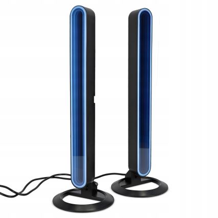 Σετ 2x LED RGBIC ρυθμιζόμενο επιτραπέζιο φωτιστικό LED/5W/5V μαύρο + τηλεχειριστήριο