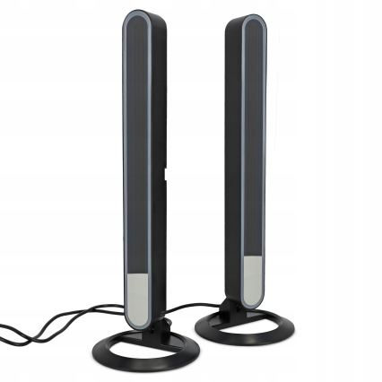 Σετ 2x LED RGBIC ρυθμιζόμενο επιτραπέζιο φωτιστικό LED/5W/5V μαύρο + τηλεχειριστήριο