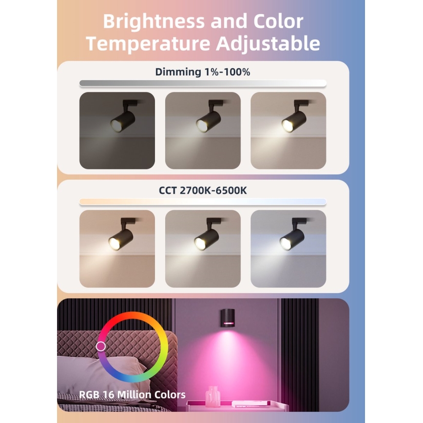 Σετ 2 τεμ. LED RGBW ρυθμιζόμενες λάμπες MESH GU10/6,5W/230V 2700-6500K Wi-Fi - Aigostar