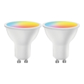 Σετ 2x LED RGBW ρυθμιζόμενες έξυπνες λάμπες MESH GU10/6,5W/230V 2700-6500K + τηλεχειριστήριο - Aigostar