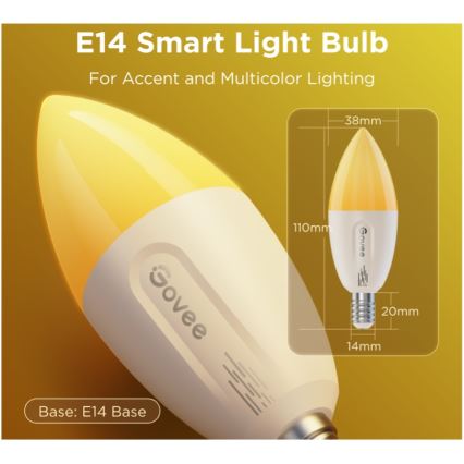 ΣΕΤ 2x LED RGBWW ρυθμιζόμενες λάμπες MATTER E14/5W/230V 2700-6500K Wi-Fi - Govee