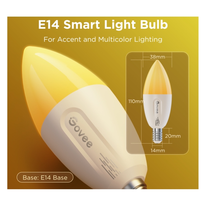 ΣΕΤ 2x LED RGBWW ρυθμιζόμενες λάμπες MATTER E14/5W/230V 2700-6500K Wi-Fi - Govee