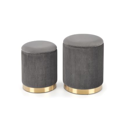 ΣΕΤ 2x Σκαμπό MONTY διάμετρος 36/66 cm γκρι/χρυσό