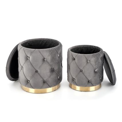 ΣΕΤ 2x Σκαμπό POLLY διάμετρος 40/44 cm γκρι/χρυσό