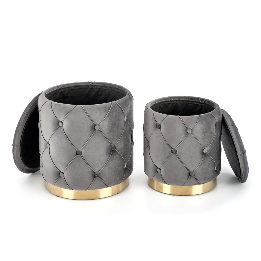 ΣΕΤ 2x Σκαμπό POLLY διάμετρος 40/44 cm γκρι/χρυσό