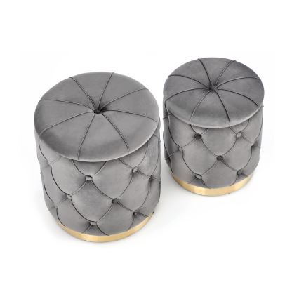 ΣΕΤ 2x Σκαμπό POLLY διάμετρος 40/44 cm γκρι/χρυσό