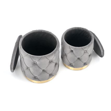 ΣΕΤ 2x Σκαμπό POLLY διάμετρος 40/44 cm γκρι/χρυσό