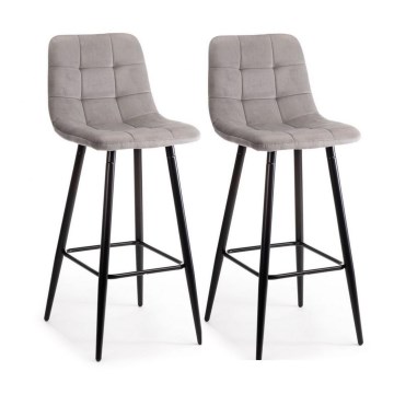 ΣΕΤ 2x Σκαμπό μπαρ HOKER 105x44 cm γκρι