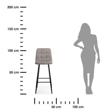 ΣΕΤ 2x Σκαμπό μπαρ HOKER 105x44 cm γκρι
