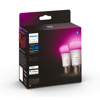 ΣΕΤ 2x LED Ρυθμιζόμενη Λάμπα Philips Hue White And Color Ambiance A60 E27/6,5W/230V 2000-6500K