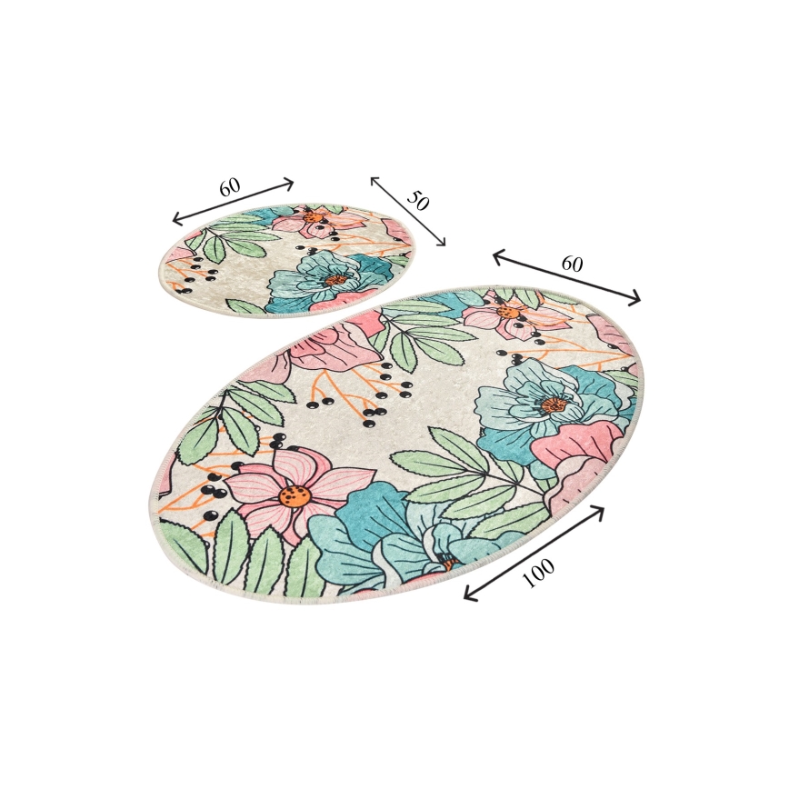 ΣΕΤ 2x Χαλάκι Μπάνιου SPRING 60/100 εκ πολύχρωμο