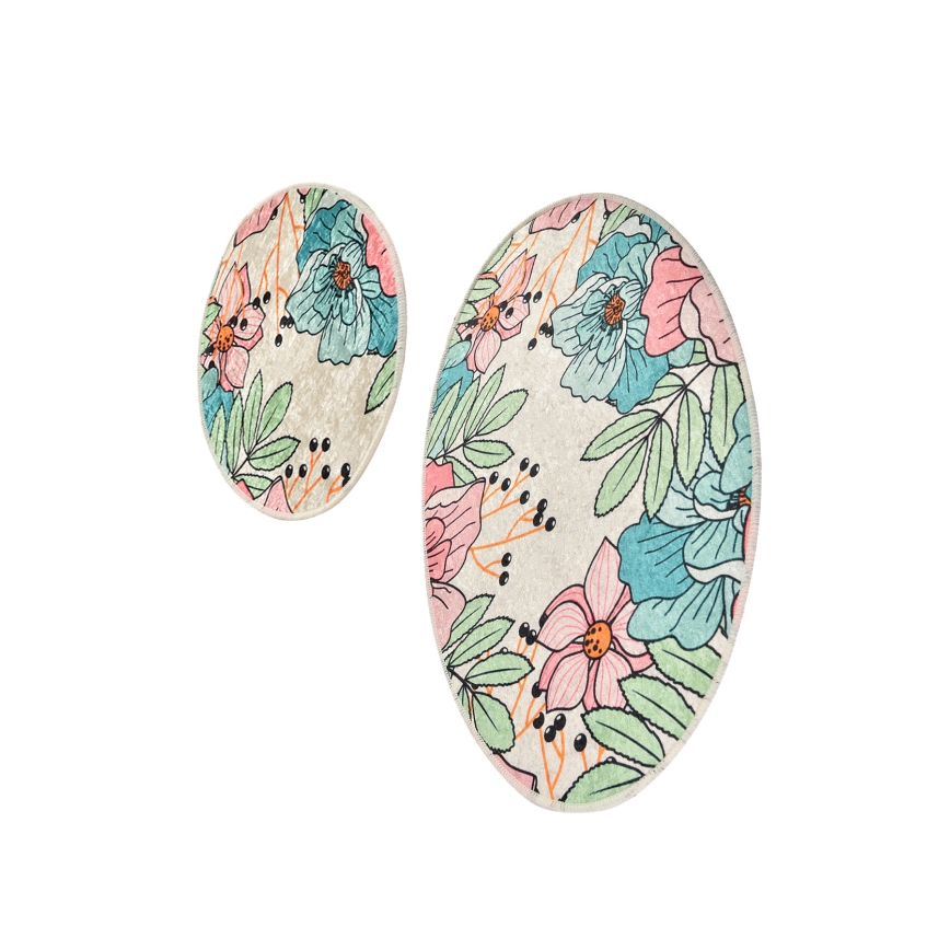 ΣΕΤ 2x Χαλάκι Μπάνιου SPRING 60/100 εκ πολύχρωμο