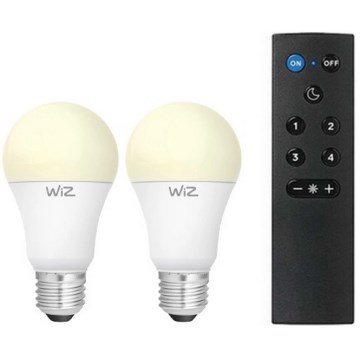 Σετ 2x ρυθμιζόμενες LED λάμπες A60 E27/9W/230V 2700K Wi-Fi + τηλεχειριστήριο - WiZ